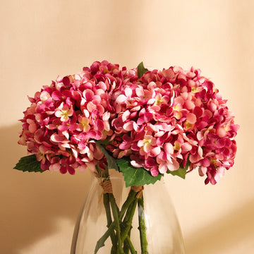 Fuschia Hydrangea Faux Flower Bouquet, Single (32cm)