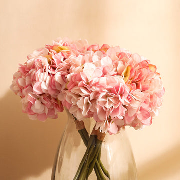 Baby Pink Hydrangea Faux Flower Bouquet, Single (30cm)