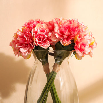 Pink Peony Faux Flower Bouquet, Set of 2 (30cm)