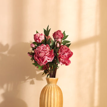 Purple Peony Faux Flower Stick, Single (65cm)