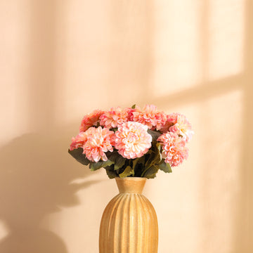 Pink Chrysanthemum Faux Flower Sticks, Set of 5 (50cm)