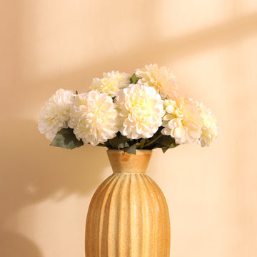 White Chrysanthemum Faux Flower Sticks, Set of 5 (50cm)