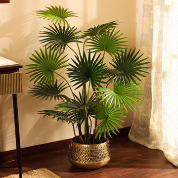Faux Fan Palm Plant, 4 Feet