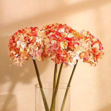 Pink Hydrangea Faux Flower Sticks, Set of 3 (50cm)