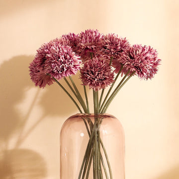 Purple Chrysanthemum Faux Flower Sticks, Set of 6 (45cm)