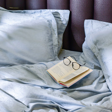 Bella Jacquard Flat Sheet Set, Powder Blue