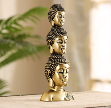 Antique Buddha Head on Head Statue