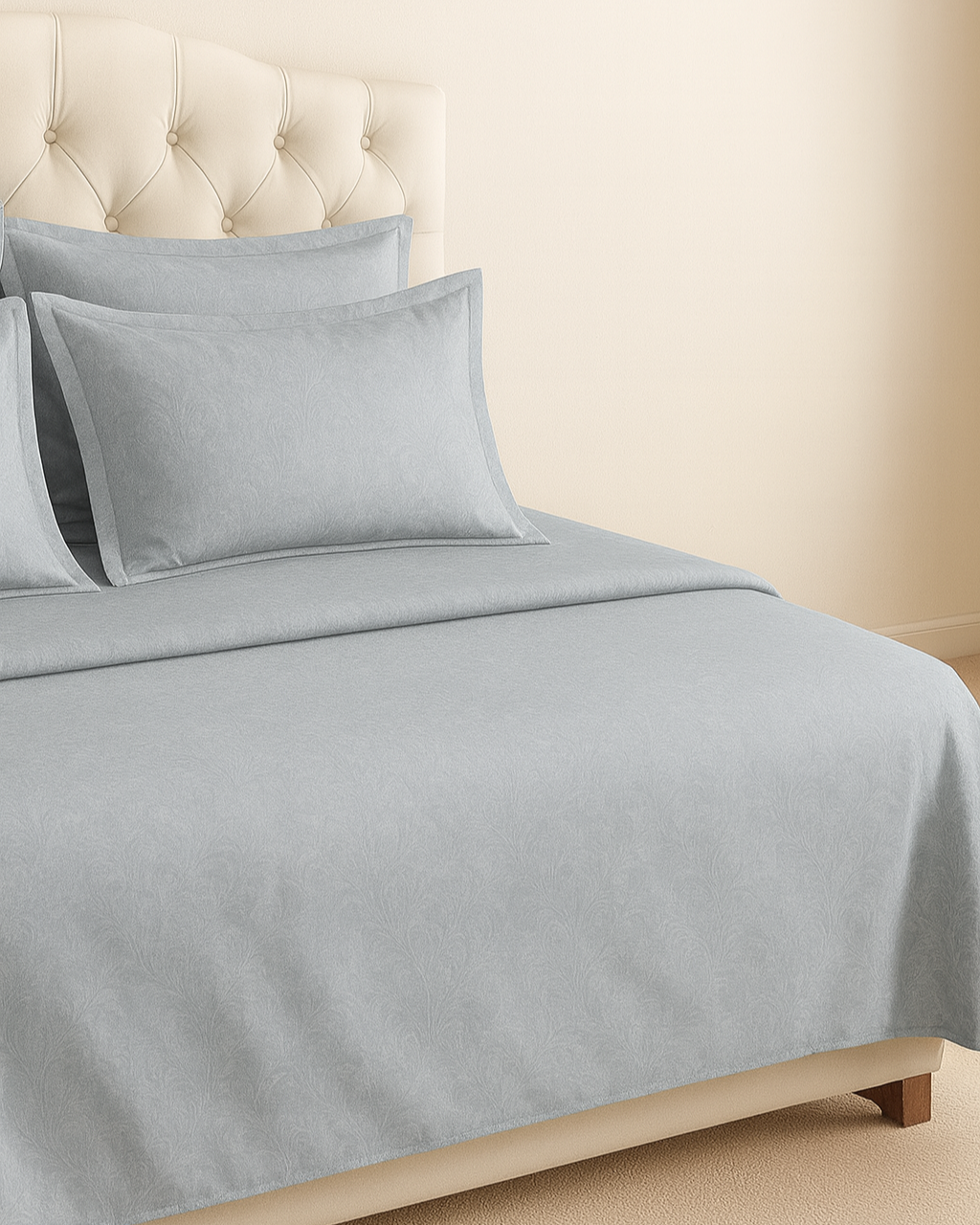 Bella Jacquard Flat Sheet Set, Cool Gray