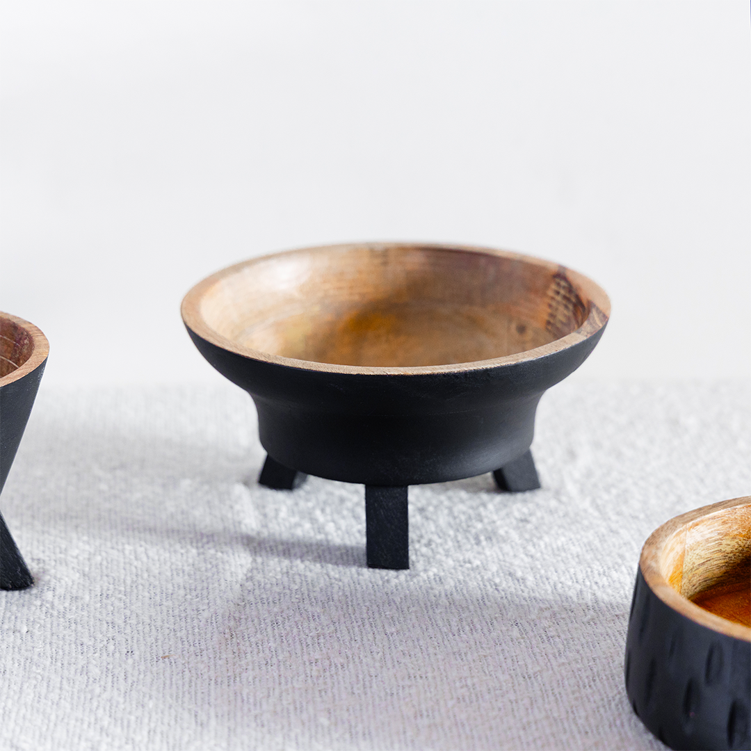 Onyx Infusion Bowl with Legs- Mango Wood  (Large)