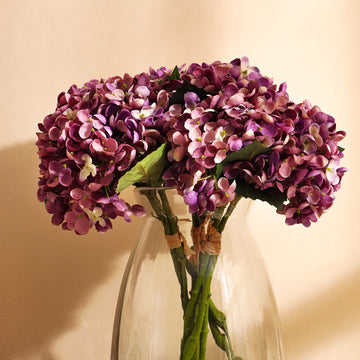 Purple Hydrangea Faux Flower Bouquet, Single (32cm)