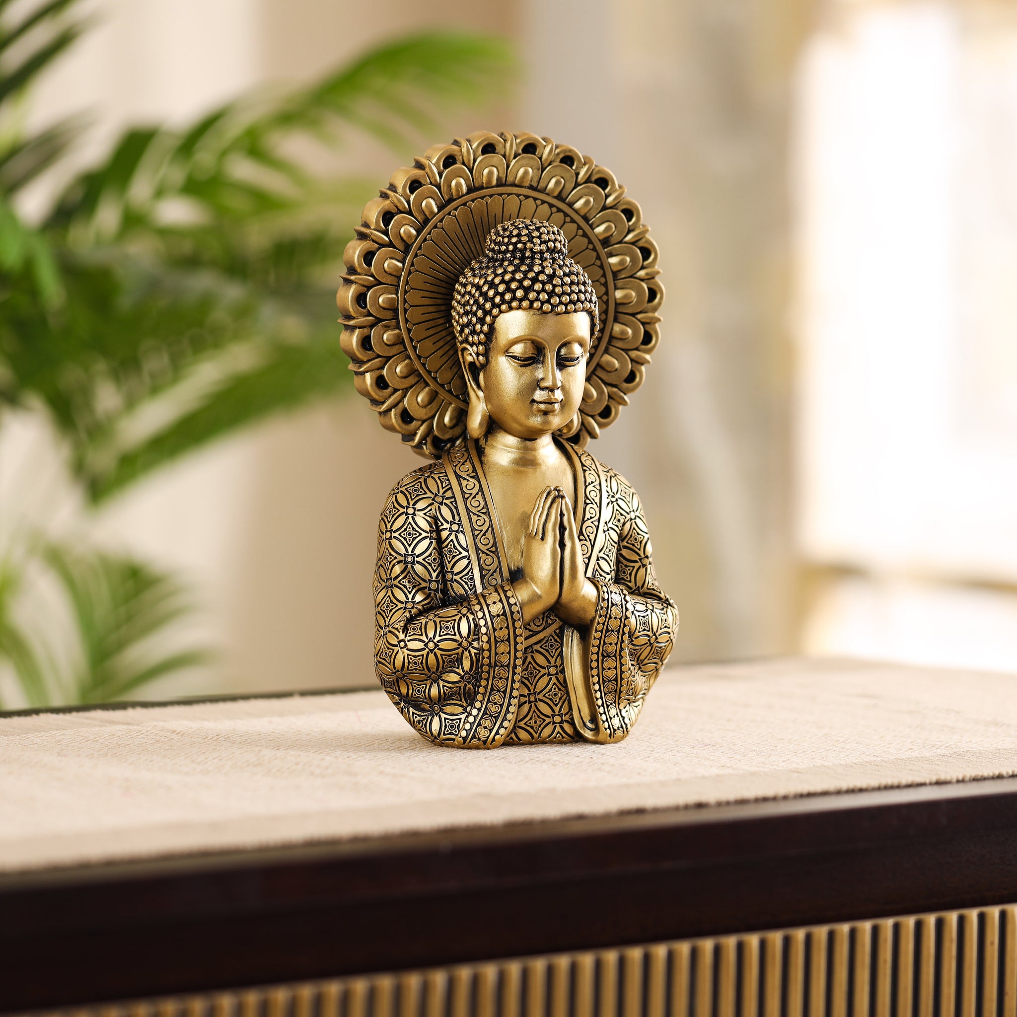 Antique Golden Light Meditating Buddha
