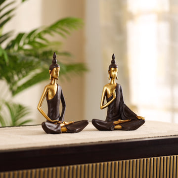 Serene Meditating Buddha Figurine, Set of 2