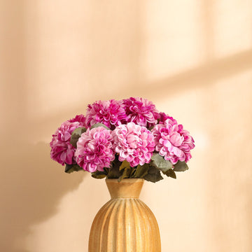 Purple Chrysanthemum Faux Flower Sticks, Set of 5 (50cm)