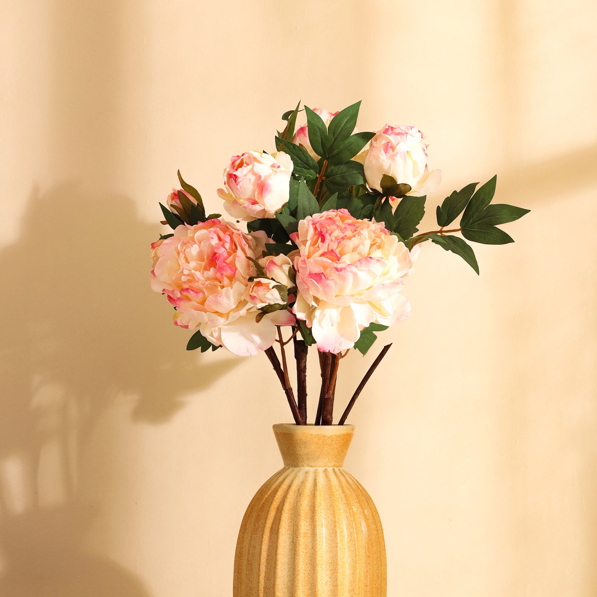 Pink Peony Faux Flower Stick, Single (65cm)