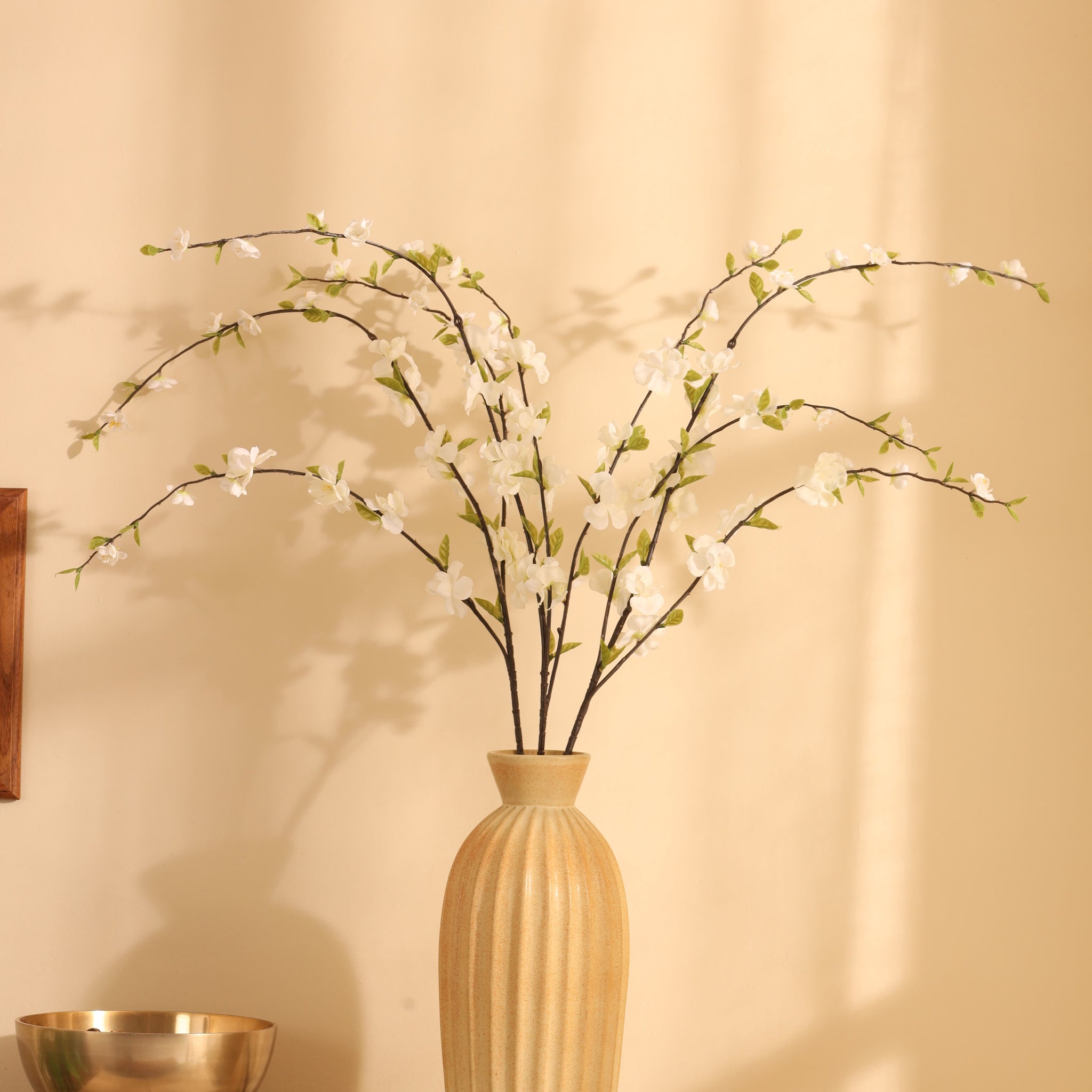 White Cherry Blossom Faux Flower Stick, Single (100cm)