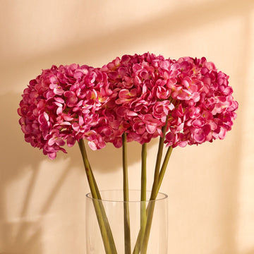 Purple Hydrangea Faux Flower Sticks, Set of 3 (50cm)