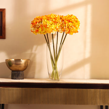Yellow Hydrangea Faux Flower Sticks, Set of 3 (50cm)