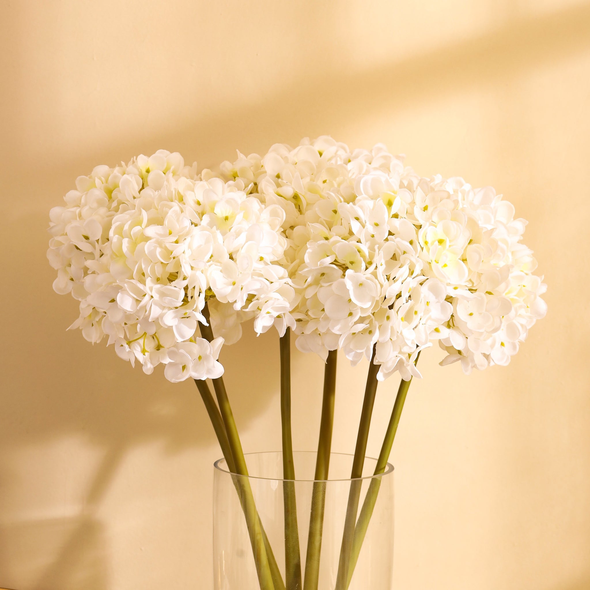 White Hydrangea Faux Flower Sticks, Set of 3 (50cm)