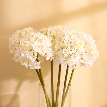 White Hydrangea Faux Flower Sticks, Set of 3 (50cm)