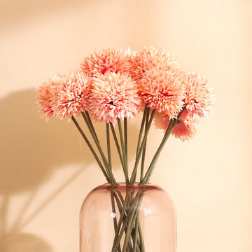 Peach Chrysanthemum Faux Flower Sticks, Set of 6 (45cm)