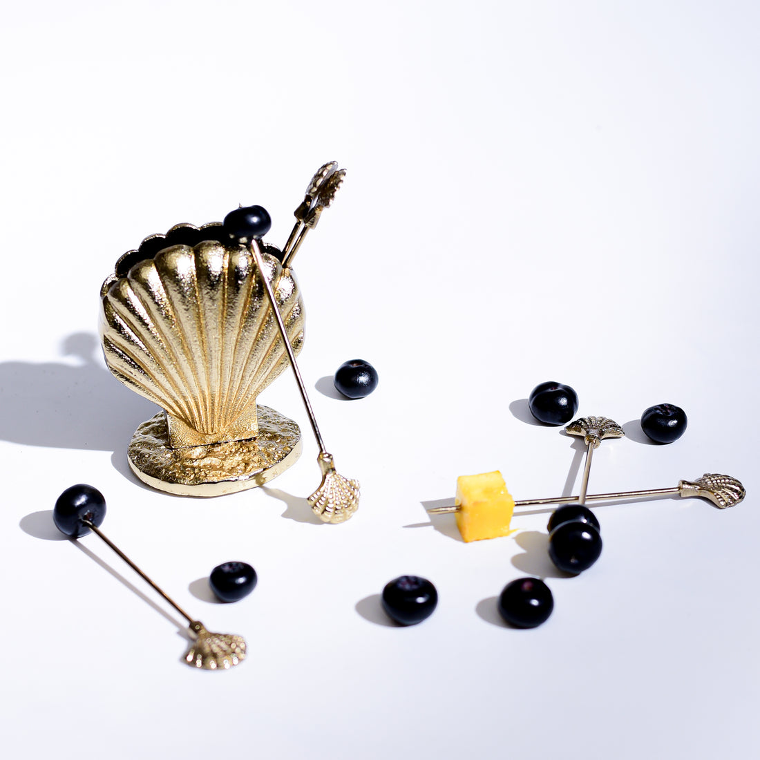 Seashell Gold Appetizer Picks, Set of 6