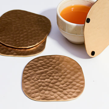 Ella Hammered Gold Coasters - Set of 4