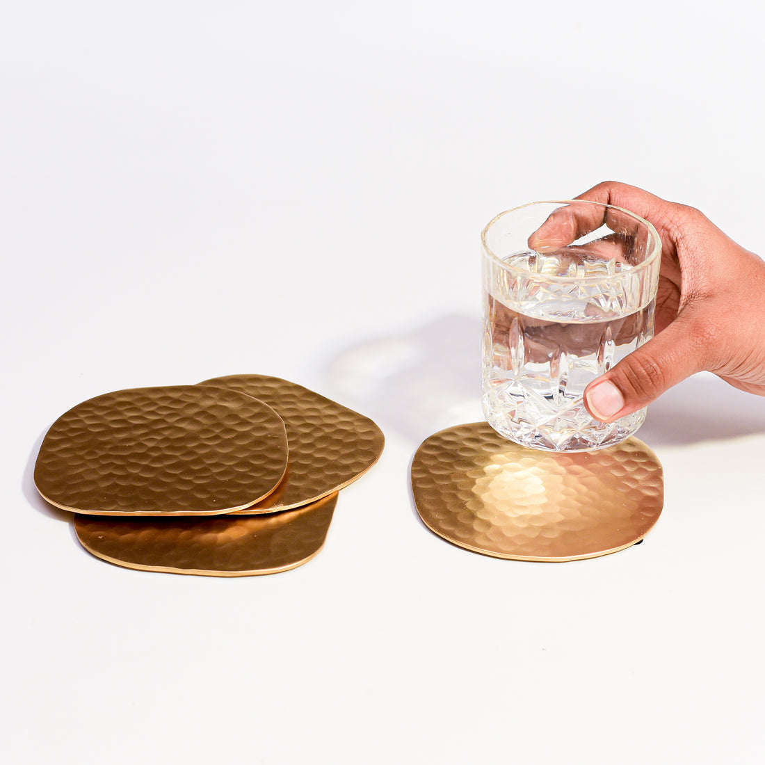 Ella Hammered Gold Coasters - Set of 4