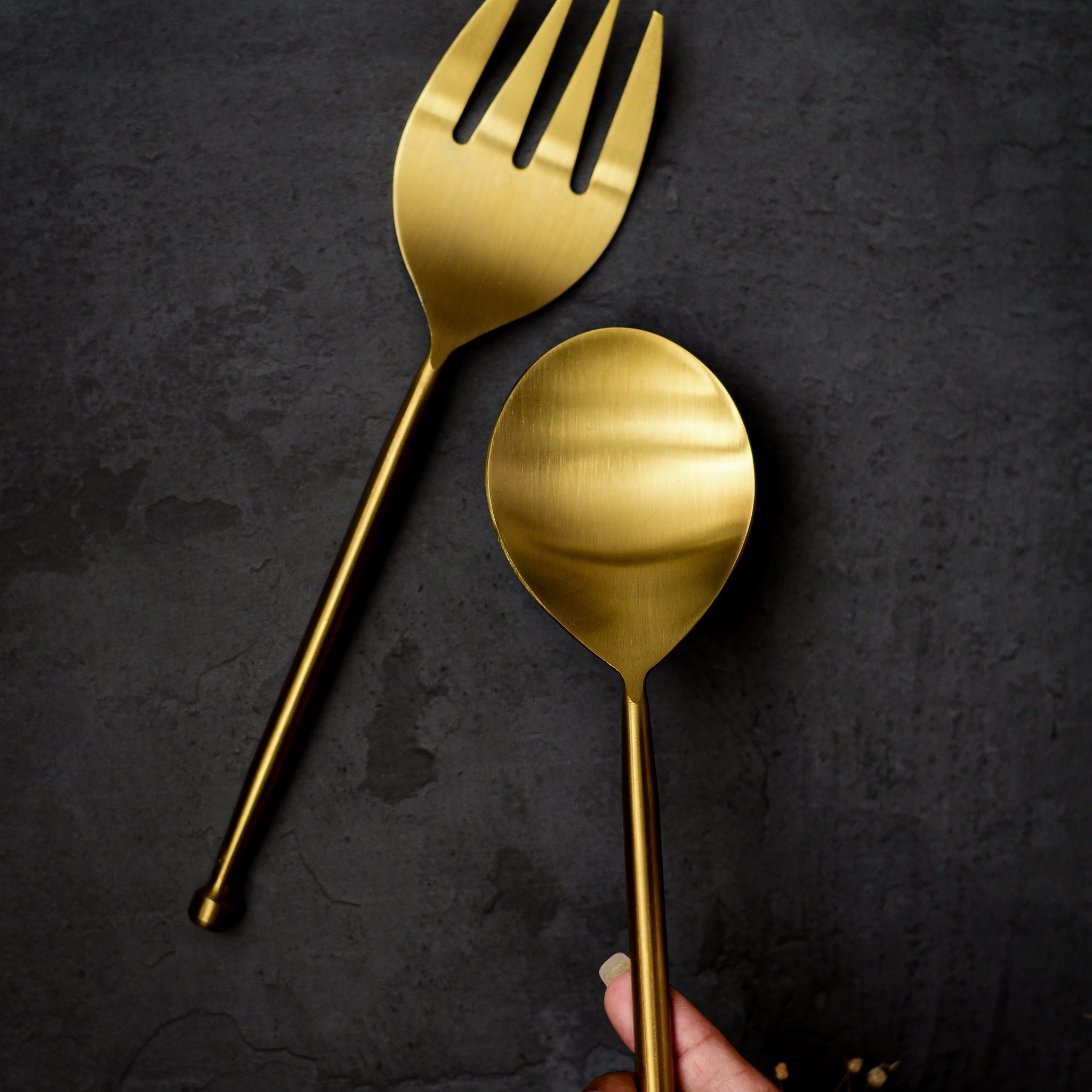 Serai Gold Serving Spoon and Fork