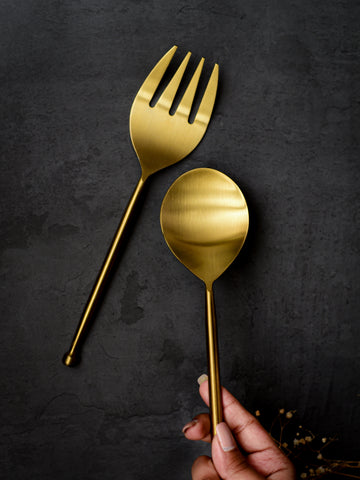 Serai Gold Serving Spoon and Fork