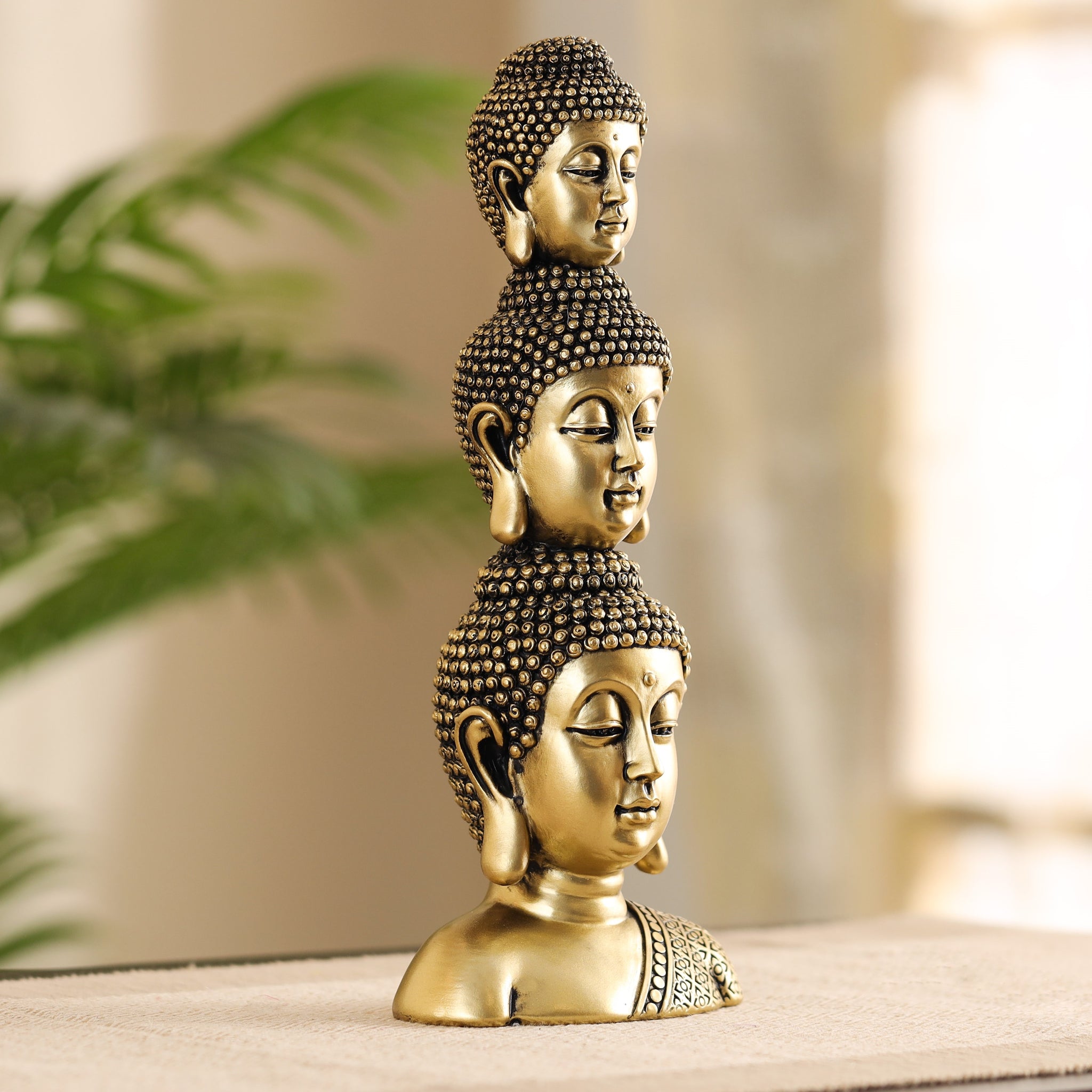 Antique Buddha Head on Head Statue