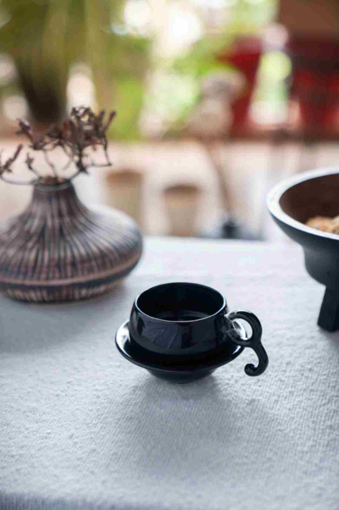 Mayra Cup and Saucer - Black