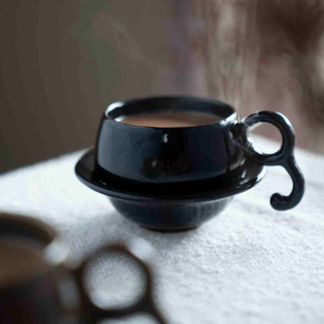 Mayra Cup and Saucer - Black