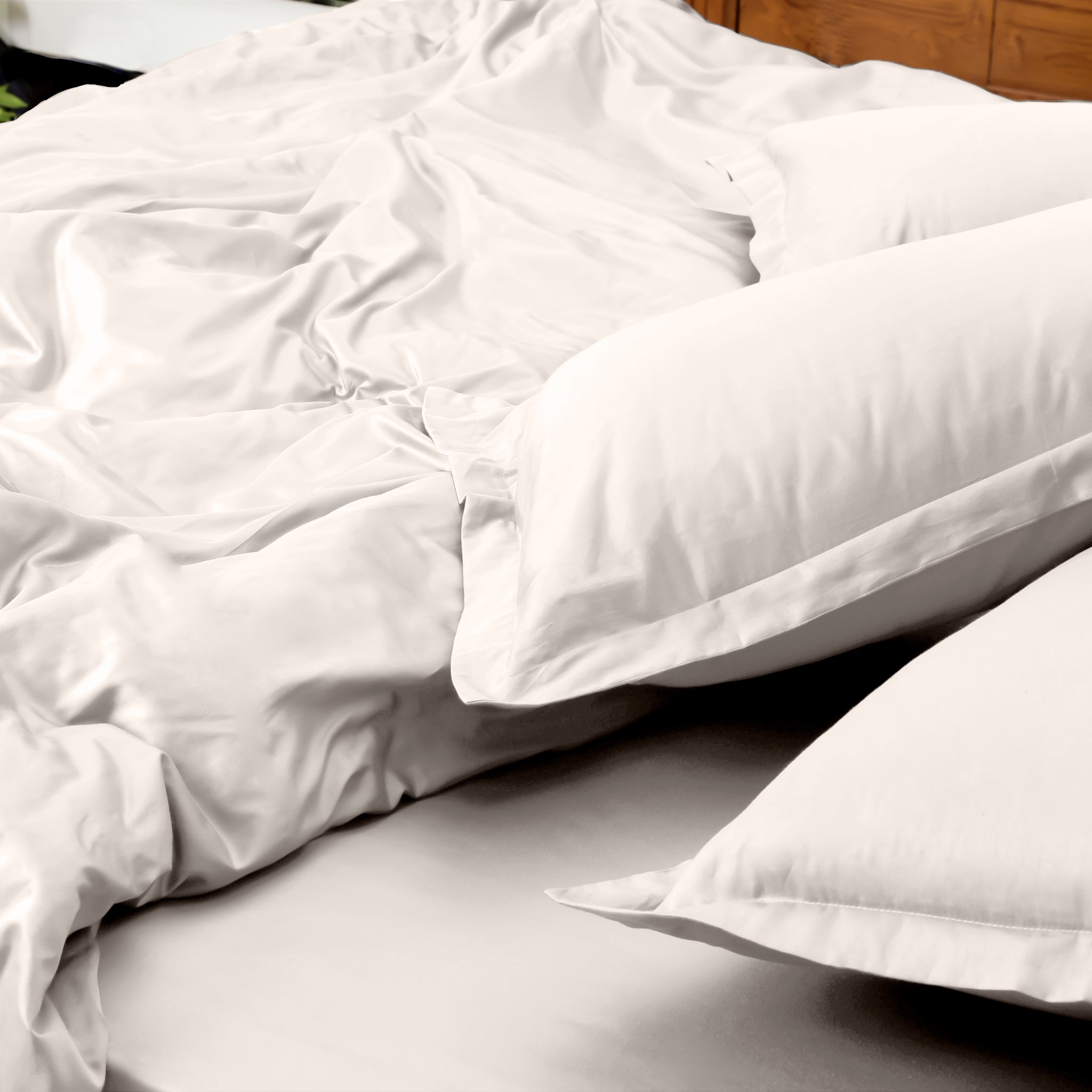 Serenité Solid 100% Organic Cotton Flat Sheet Set, Ivory